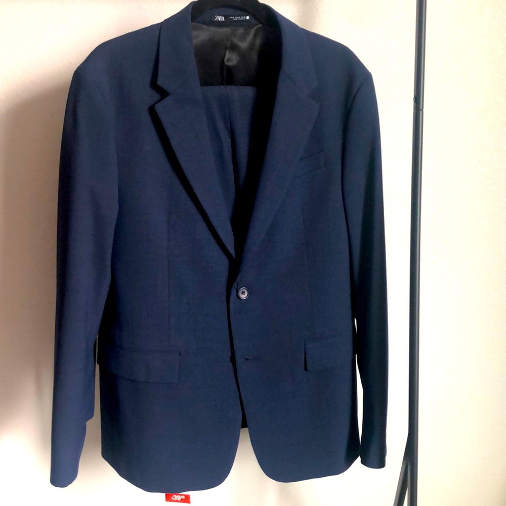Blue Zara suit top and bottom